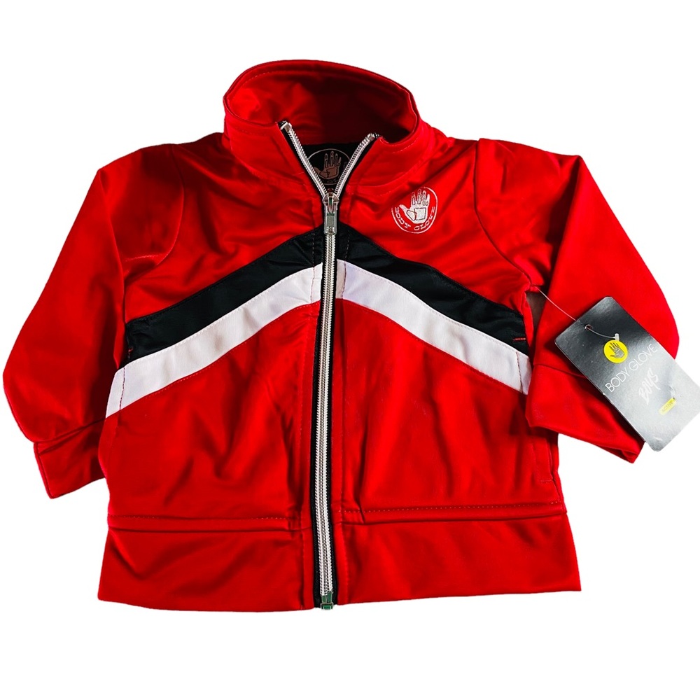 NEW Body Glove Red Baby Zip Up Track Jacket Collared Size 12M